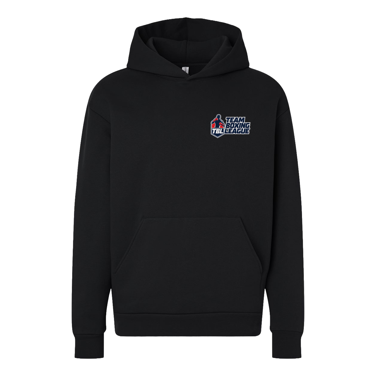 Black hoodie with text on a white background